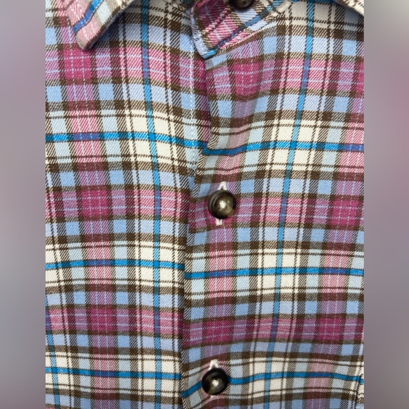 Peter Millar Crown Sport soft button down short plaid purple blue white Sz large - Picture 3 of 7